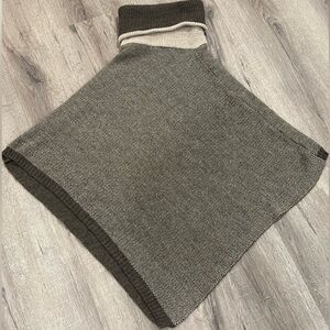 One Size CoCoGio Made in Italy Wool Alpaca Blend Soft Brown Poncho Turtleneck